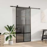 Sliding Door with Hardware Set Black 102.5x205 cm Tempered Glass 3375977