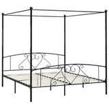 ZNTS Bed Frame without Mattress with Canopy Black 180x200 cm Super King Metal 284438