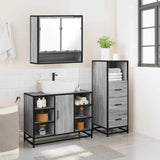 ZNTS 3 Piece Bathroom Furniture Set Grey Sonoma Engineered Wood 3301063