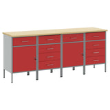 Work Cabinet with Drawer 4 pcs Red and Grey 200 x 55 x 85 cm 3321387