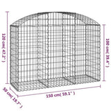Arched Gabion Basket 150x50x100/120 cm Galvanised Iron 153455