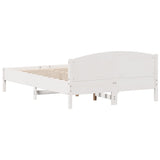 Bed Frame White Solid Pine Wood, Plywood King Size Durable 3216198