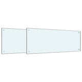 Kitchen Backsplash 2 pcs White 100 x 40 cm Tempered Glass 3415422