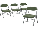 Set of Four Folding Corduroy Seat Chairs - Green T3398P377924
