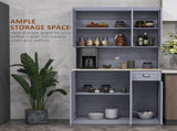 180cm Freestanding Kitchen Cabinet, Modern Storage Cupboard with Open Countertop, Drawer and 6 T3398P378045