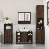 4 Piece Bathroom Furniture Set Brown Oak Engineered Wood 3301244