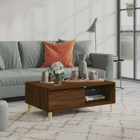 Coffee Table Brown Oak 90x60x35 cm Engineered Wood 813172
