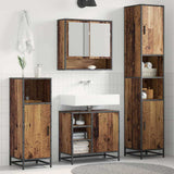 Bathroom Furniture Set with Door 3 pcs Old Wood Engineered Wood 3402438