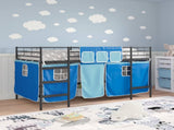 Kids'Loft Bed Frame with Curtains Black and Blue 100 x 200 cm 42020799