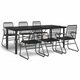 7 Piece Garden Dining Set Black PVC Rattan 3099213