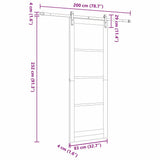 Sliding Door White and Black 83 x 232 cm Solid Pine Wood 3333201
