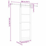 Sliding Door Manual Natural and white 83 x 232 cm 3333256