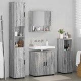 Bathroom Furniture Set Wall-mounted with Door 4 pcs Grey Sonoma 3392969