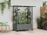 Raised Bed with Trellis and Roof Light Grey 124.5 x 40 x 142 cm 3423032