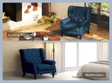 Wingback Accent Chair, Retro Upholstered Button Tufted Occasional Chair for Living Room and Bedroom, T3398P343468