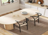 Set of Two Weave Dining Chairs with Y-Shaped Backrest Hemp Seat - Black/Beige T3398P377923