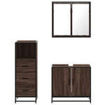 ZNTS 3 Piece Bathroom Furniture Set Brown Oak Engineered Wood 3301009