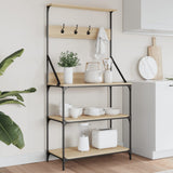 Baker's Rack with Hooks 4-Tier Sonoma Oak Engineered Wood 838959