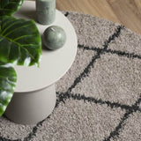 Shaggy Rug PAMPLONA High Pile Modern Beige and Anthracite 160 cm 375400