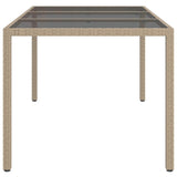 Garden Table 150x90x75 cm Tempered Glass and Poly Rattan Beige 316710