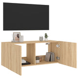 TV Wall Cabinet with LED Lights Sonoma Oak 100x35x41 cm 837325