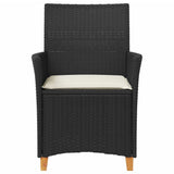 Garden Chairs with Cushions 2 pcs Black Poly Rattan&Solid Wood 368717