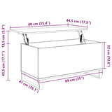 Coffee Table Grey Sonoma 90x44.5x45 cm Engineered Wood 830986