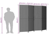Room Divider 4 Panels Black Poly Rattan 365360