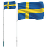 Sweden Flag and Pole 5.55 m Aluminium 3147142