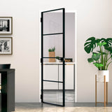 Interior Door Black 76x201.5 cm Tempered Glass&Aluminium 153658