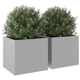 Planters 2 pcs Silver 32x30x29 cm Galvanised Steel 841546