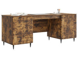 Desk with Shelf Smoked Oak 142.5 x 50 x 75 cm Engineered Wood 3414590