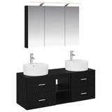 Bathroom Furniture Set 4 pcs Black Oak 3406896