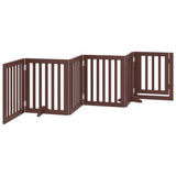 Dog Gate with Door Foldable 6 Panels Brown 300 cm Poplar Wood 352261