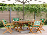 5 Piece Garden Dining Set Leaf Pattern Fabric and Solid Wood 3281836