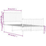 Metal Bed Frame without Mattress with Footboard White 90x200cm 350942