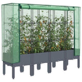 ZNTS Raised Bed with Greenhouse Cover Rattan Look 160x40x140 cm 4015835