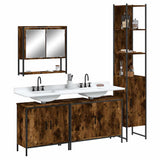 4 Piece Bathroom Furniture Set Smoked Oak Engineered Wood 3214692