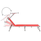 Sun Lounger Red Aluminium Standard Collapsible 312459