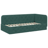 Corner Bed Frame with Headboard Dark Green 100 x 200 cm Velvet 42016545
