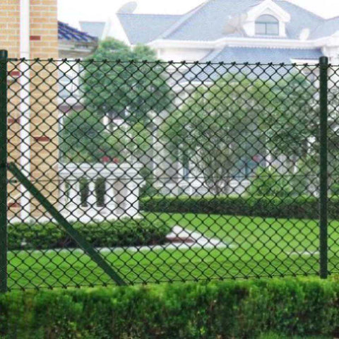 ZNTS Chain Link Fence with Posts Steel 0,8x25 m Green 140356