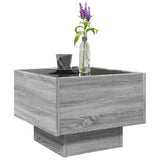 Side Table with LED Grey Sonoma 40x40x30 cm Engineered Wood 847502