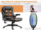 6-Point Massage Office with Seat Heated for Home Office, PU Leather High Back Executive Desk T3398P328215