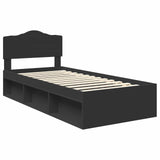 Bed Frame with Headboard Black 100 x 200 cm Solid Pine Wood 3412935