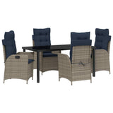 Garden Dining Set with Cushion 5 pcs Grey and Black Rattan 3380578