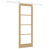 Sliding Door Natural 78 x 211 cm Solid Pine Wood and Glass 3332413