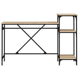 Desk with Shelves Sonoma Oak 135x50x90 cm Engineered Wood&Iron 826710