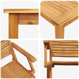 Garden Dining Set Folding 5 pcs Brown Solid Acacia Wood 3375703