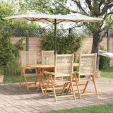 Garden Dining Set Folding 5 pcs Beige Solid Acacia Wood 3375734
