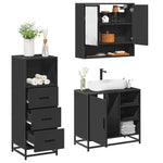 ZNTS 3 Piece Bathroom Furniture Set Black Engineered Wood 3301055